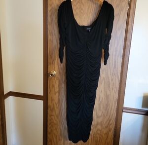 Elegant Black Ruched Dress